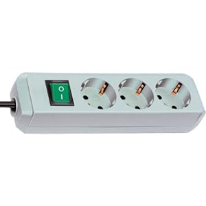 Brennenstuhl Eco-Line 3-voudige stekkerdoos (stekkerdoos met kinderbeveiliging, schakelaar en 1,5 m kabel)