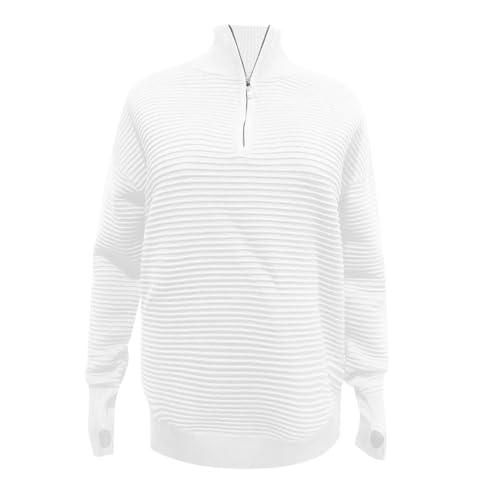 Womens Fall Sweaters 2025 Quarter Zip Turtle Neck Casual Rib Knitted Sweater Trendy Long Sleeve Soft Pullover Tops4