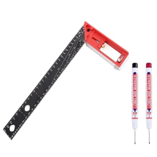 Buhdjfnke 12 ángulos de cuadro, ángulo de carpintero, ángulo de carpintería, herramienta de ángulo T, regla de ángulo recto, regla L C