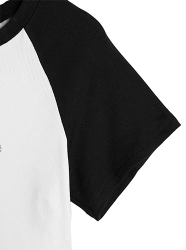 Remidoo Women's Casual Short Sleeve Letter Print Rib Knit Crop Top T Shirts4