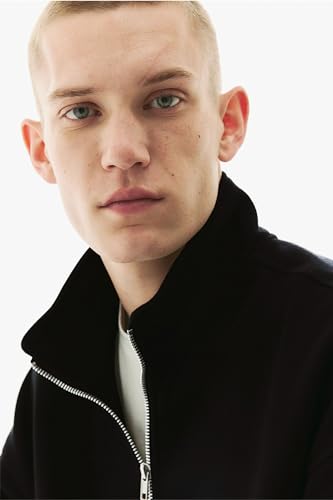 Image of Zip-Top Sweatshirt for Men|Fleece Material |Full Sleeves Jumper Men|Winter Wear | Hooded Neck |Regular Fit Long Sleeve Mens Sweatshirt Black