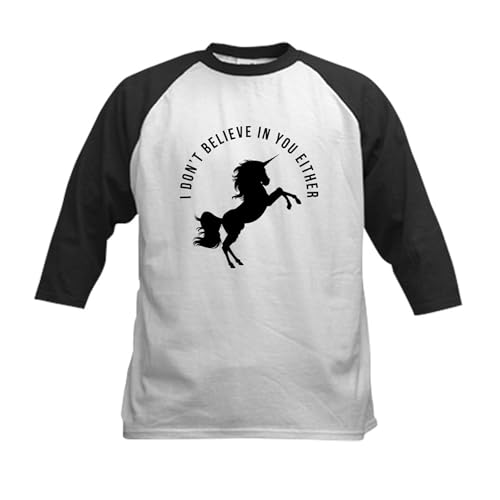 CafePress Funny Sarcastic Unicorn Girls Wome Baseball Jersey Kids Cotton Baseball Jersey, 3/4 Raglan Sleeve Shirt Black/White