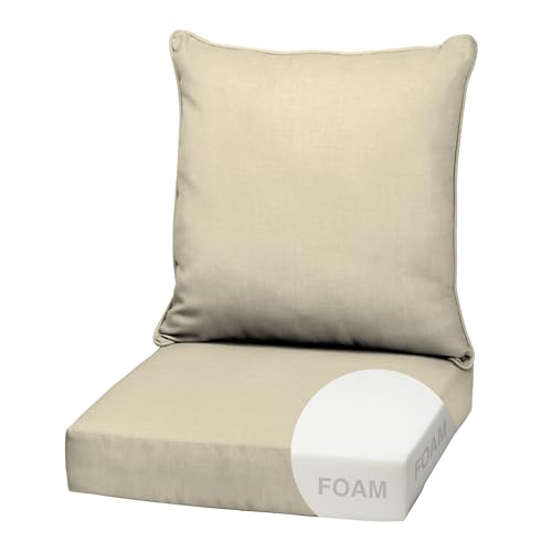 Image of Arden Outdoor Deep Seat Cushion Set, Foam, 22x24, Tan
