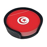 Tunesische Flagge gemustert rund Untersetzer Set Kaffee Untersetzer 6 Stück geeignet für Restaurants und Küche