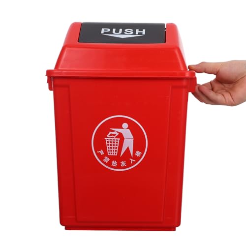 Caneca de Basura Roja de Plástico 10 l con Tapa Basculante miniatura 4