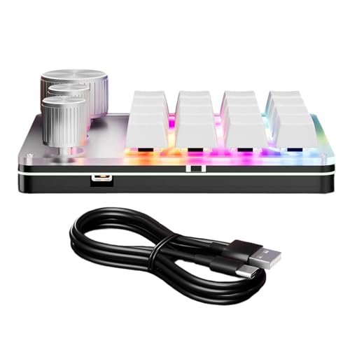 Dasbsug Teclado macro programable USB C con una sola mano, 16 teclas, 3 botones, teclado mecánico para juegos para versatilidad