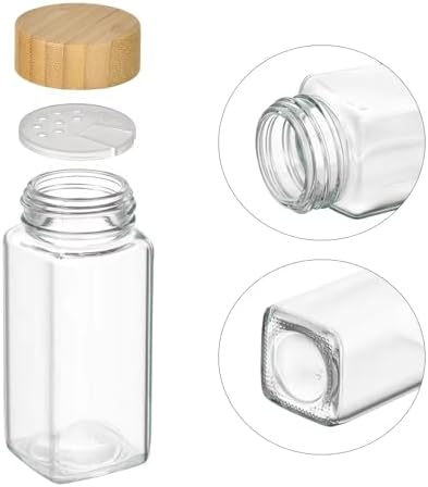 PATZY 100 ML Glass Jars For Kitchen Glass Spice Jars For Kitchen with Lids,Spices & Seasonings Sets Organizer Spice Containers, Airtight Food Canisters with Silicone Funnel (12)
