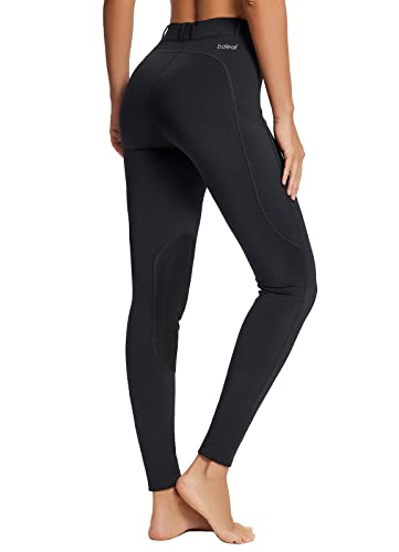 Baleaf BALEAFAAB1820808419WA Women'S Riding Pants Equestrian Breeches Knee-Patch Horse Riding Tights Horseback Belt Loops Pockets Upf50+ Black L thumb #1