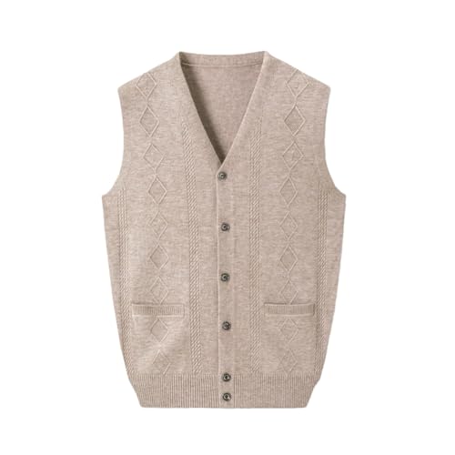 Bollrllr 2024 Winter Men's Knitted Warm Large Size Vest Button V Neck Sleeveless Cardigan Sweater Vest
