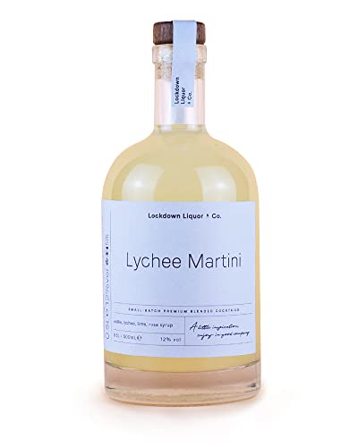 Lockdown Liquor & Co Lychee Martini | Premium Ready to Drink Cocktail | 500ml | 12% ABV | Made with Award-Winning 58 & Co Vodka | Lychee Lime & Rose | Serve Shaken or Straight