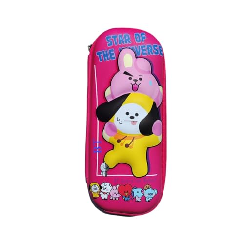 Image of EVA Large Capacity Stationery Box 3D Cartoon Pen Pencil case Multi-Compartment for School Students with Zip Closure -Best Birthday Gift for Girls, Boys & Kids (BT Pink)