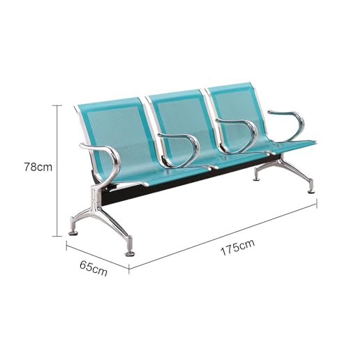 Cómodo banco de recepción de 3 plazas con reposabrazos, solución ideal para zonas de espera para oficinas, aeropuertos, hospitales y bancos, elegante diseño verde