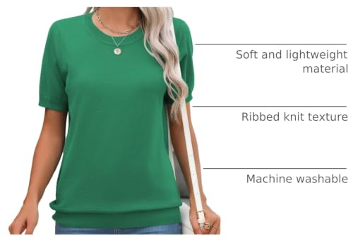 Image of Zeagoo Womens Summer Short Sleeve Tops Crew Neck Lightweight Pullover Sweaters Loose Dressy Casual Blouse Basic Clothes