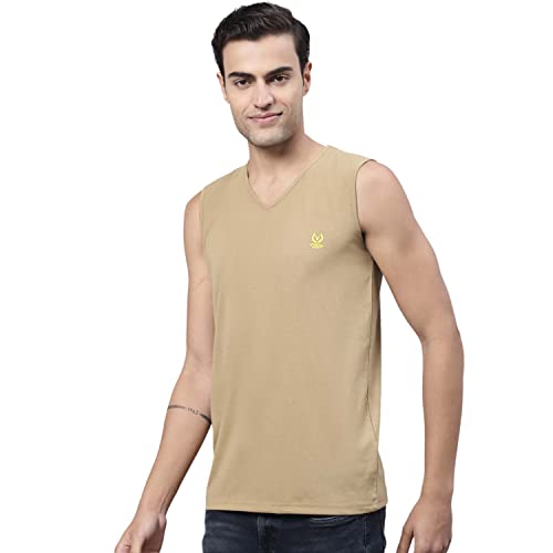 Image of Mack Jonney Regular Fit Cotton Solid Gym Vest for Men-V SL ANTHRA 01-P
