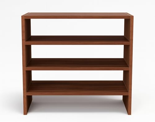Image of Enigmatic Woodworks Wooden Shoe Rack for Home, Shoes Chappal Slippers Organizer Stand, Small Shoerack Organiser DIY (Do it Yourself) (SR-4T Walnut)