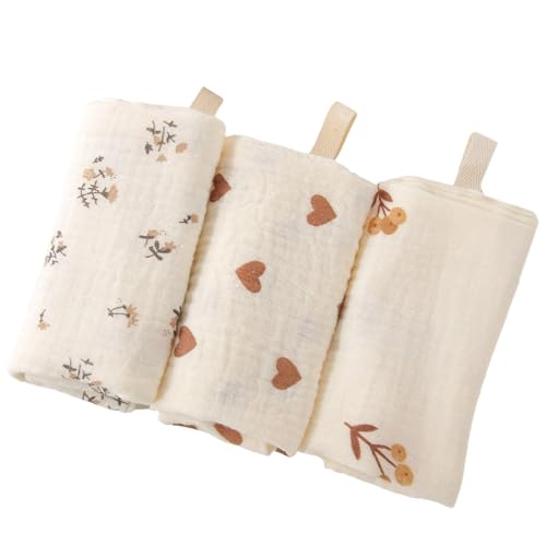 3Pcs/Set Cotton Baby Burp Cloths Soft Absorbent Newborns Washcloths for Bath Time Gentle Skin Care Size 23x23cm3