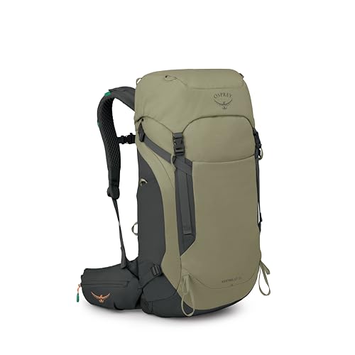 Image of Osprey Kestrel LT 35L Men's Backpacking Backpack, Tan OS | hiking pack, camping gear, overnight trail pack, waterproof raincover, rain cover included, waterproof storage, dry bag