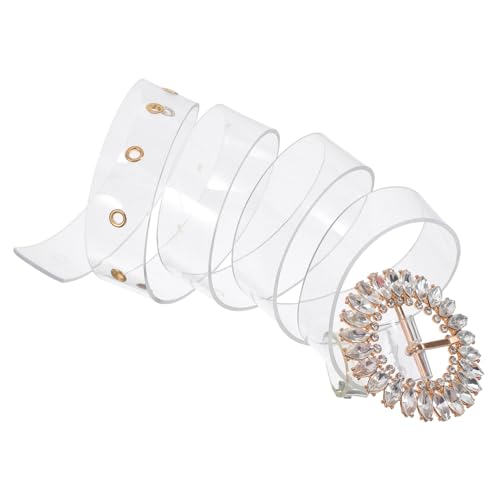 Rhinestone Belt with Adjustable Clear Buckle Transparent Waist Belt for Dresses Skirts and Jeans Elegant Accessory for Formal Occasions and Parties