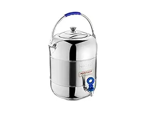 Mintage Stainless Steel Water Pot Dispenser with Tap | Water Storage Container with Steel Handle | 23 Liters Steel Matka/Pot for Drinking | Silver 35+Years of Innovation and Quality (23 Litre)