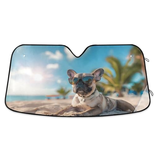 Parasol coche delantero Bulldog Francés protector solar parabrisas aislamiento térmico SUV S