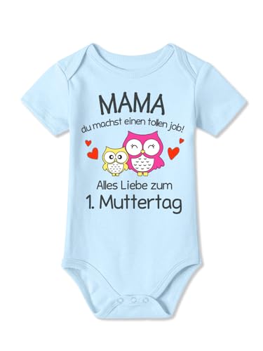 BesserBay Baby Strampler Blau Muttertagsgeschenk Kurzarm Erster Muttertag...