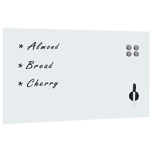 Teenpull Tableau magnétique en verre de sécurité trempé - 120 x 60 cm - Blanc - Avec 4 aimants et fonction effaçable à sec - Pour bureau, école, séminaire, atelier, réunion, présentation