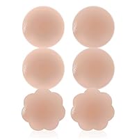 Womens Silicone Pasties, Adhesive Bra Reusable 2, 4 Pair Invisible Silicone Nipple Cover