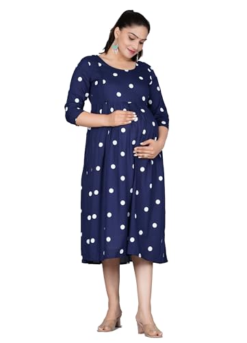 Image of Dhruvi Women's Rayon Anarkali Maternity Dress & Feeding Kurti with Zippers