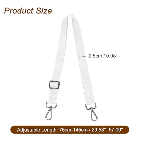Image of uxcell Wide Shoulder Strap, 2.5cm Adjustable Purse Strap Replacement Crossbody Strap for Shoulder Bag Handbag, White, Black Pull Core Buckle