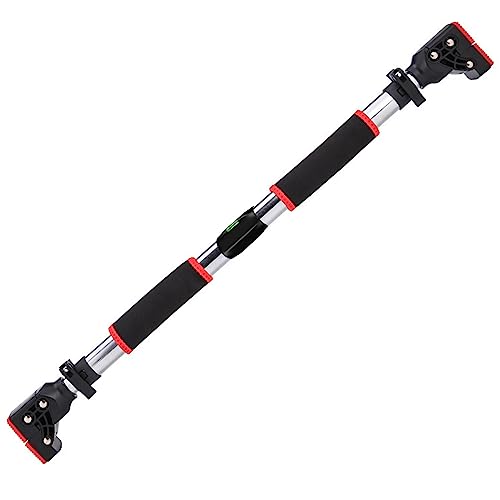 Along life 懸垂バー 懸垂棒 懸垂マシン 30秒簡単設置 鉄棒 壁付け 自宅 筋トレ 懸垂マシン 穴あけ不要 ネジ不要 安全ロック付き 傷つかない 日本語説明書付き (設置距離72-95cm, 赤)