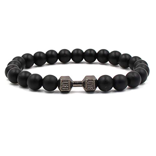 Bracelet en pierre naturelle 8 mm noir mat de sport, bracelets pour hommes femmes tendance