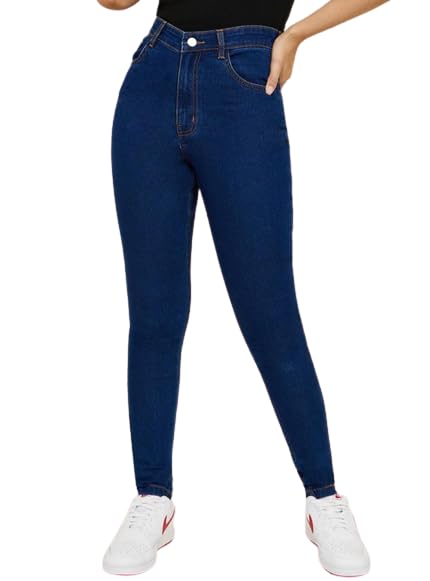 Women's Skinny Fit Jeans I Slim Fit Denim Lycra Stretchable Jeggings Pant I Clean Look Solid Full-Length I Stylish Mid Rise Pants for Gym, Office & Home for Girls/Women (C-7) (24, Blue)-image-43