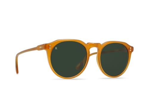 Image of RAEN - Remmy - Unisex Retro Round Sunglasses UV Protection - Honey /Bottle Green (Size 52 MM)