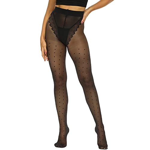Image of MANZI 20D Polka Dot Tights for Women Patterned Stockings for Women Sheer Ultra Thin High Waist Pantyhose