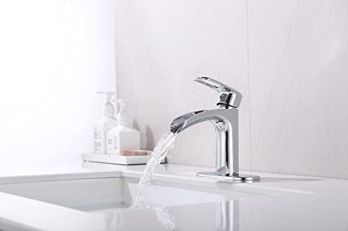 Robinet de salle de bain cascade avec bonde escamotable pour lavabo moderne - 4
