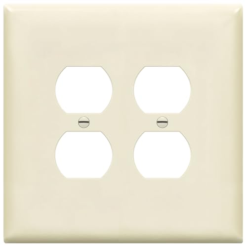 Image of ENERLITES Double Duplex Receptacle Cover, Two Gang Outlet Wall Plate, Oversized 2-Gang 5.5 inch x 5.5 inch, Unbreakable Polycarbonate Thermoplastic, UL Listed, 8822O-LA, Light Almond