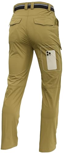 LINLANG EN Men's Lightweight Hiking Cargo Pants Waterproof Quick Dry Travel Fishing Climbing Work Outdoor Pants Mud XL