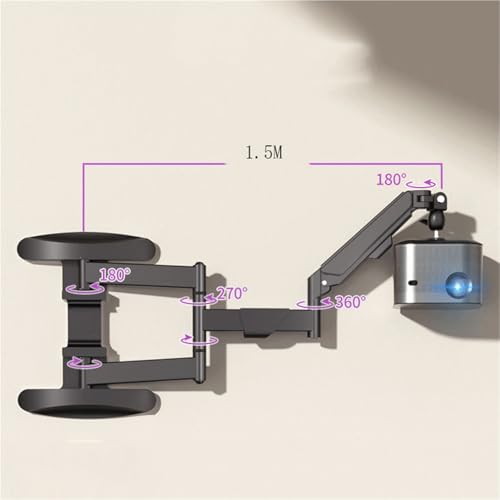 Support mural pour projecteur avec cintre télescopique pliable et inclinable