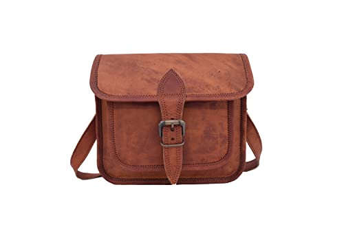 9 Inch Mini Vintage Leather Crossbody Sling Bag Teen Boys Girls Satchel Handbag Messenger Bags