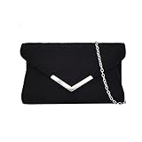 Milisente clutch damen wildleder abendtasche klein Umhängetasche (schwarz)
