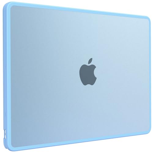Image of BlueSwan Anti-Cracking Case for MacBook Air 13 inch, M5 2026 M4 M3 M2 2025-2022 A3449 A3240 A3113 A2681, Drop Protection Soft TPU Bumper PC Base for Air 13.6 inch, Frosted Sky Blue