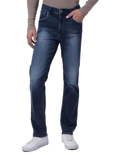 Image of Numero Uno Men Solid Blue Denim Slim Fit Jeans