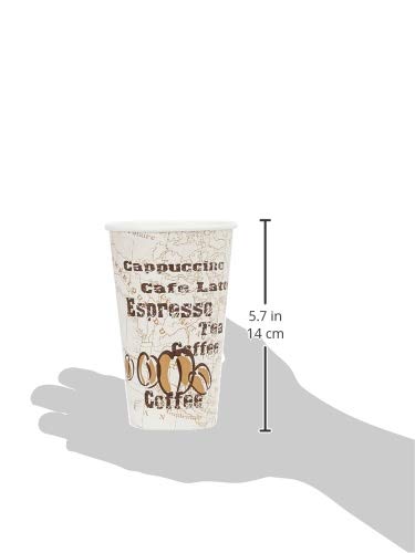 Amazon Basics Single Wall Hot Cup, Café Design, 16 oz, 250-Count