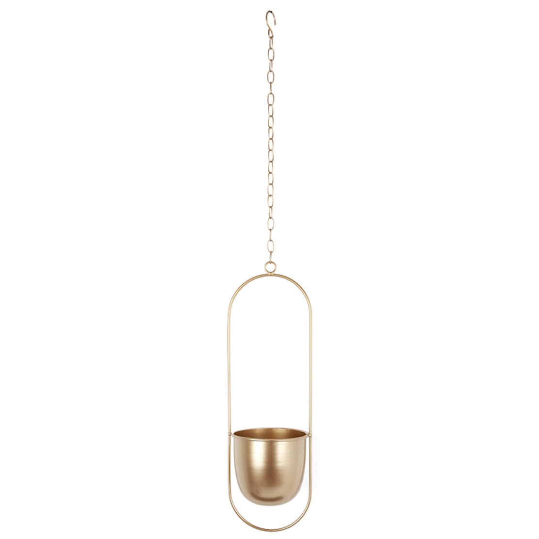 Vaso da fiori sospeso in metallo da appendere a fioriera sospesa, vaso decorativo in metallo (oro ovale)