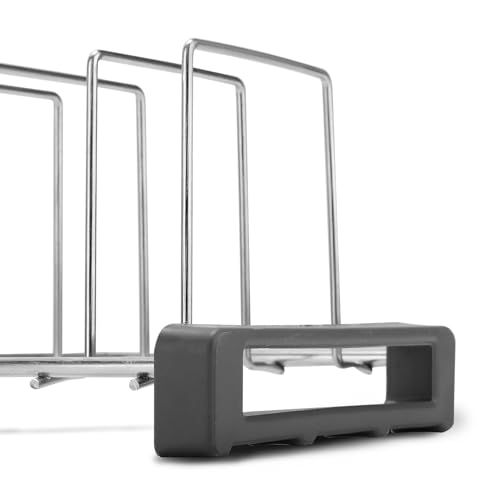 Image of Stainless Steel Plate Stand for Kitchen | Dish Rack & Plate Drying Rack | Rust Proof Plate Holder with Anti-Slip Base | Available in 6, 9 & 12 Section Stand (Silver) (Pack of 3)