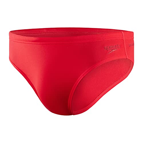 Speedo Men's Essential Eco Endurance+ 7cm Swimming Briefs| Chlorine Resistant | Recycled Fabric | Swim Fitness | Training | Holiday, Fed Red, 40