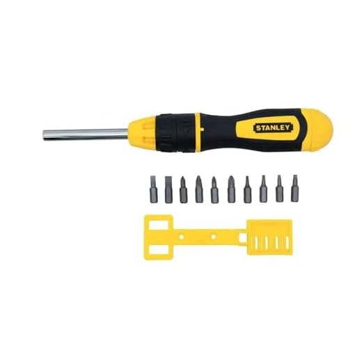 Stanley Multi-Bit-Ratschenschraubendreher Set (11-teilig, Bi-Material, SL5/6 PH1/2 T10/15 PZ1/2 SQ1/2) 0-68-010