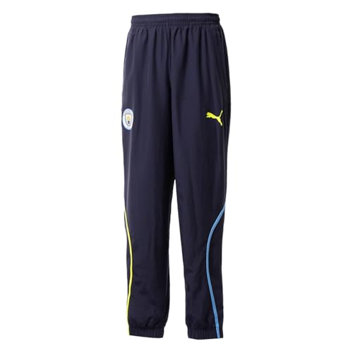 PUMA Mens MCFC Prematch Woven Pants Casual Moisture Wicking - Blue - Size L
