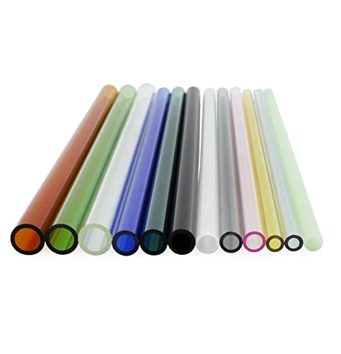 Cornucopia Colored Borosilicate Glass Tubes (12-Piece Set, Assorted Colors and Sizes); Boro Tubing for Glass Making and DIY