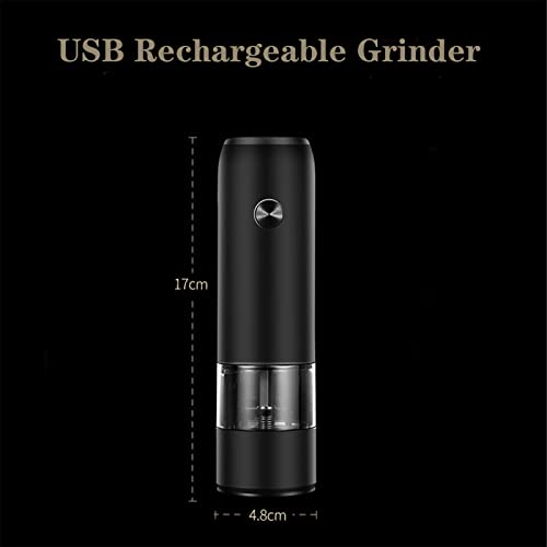 Homholdon Usb Rechargeable Electric Salt And Pepper Grinder Set With Led Lights,Automatic Salt Pepper Mill,6 Levels Adjustable Coarseness High Strength Motor Electronic Mill Shakers(Black) #TOP1